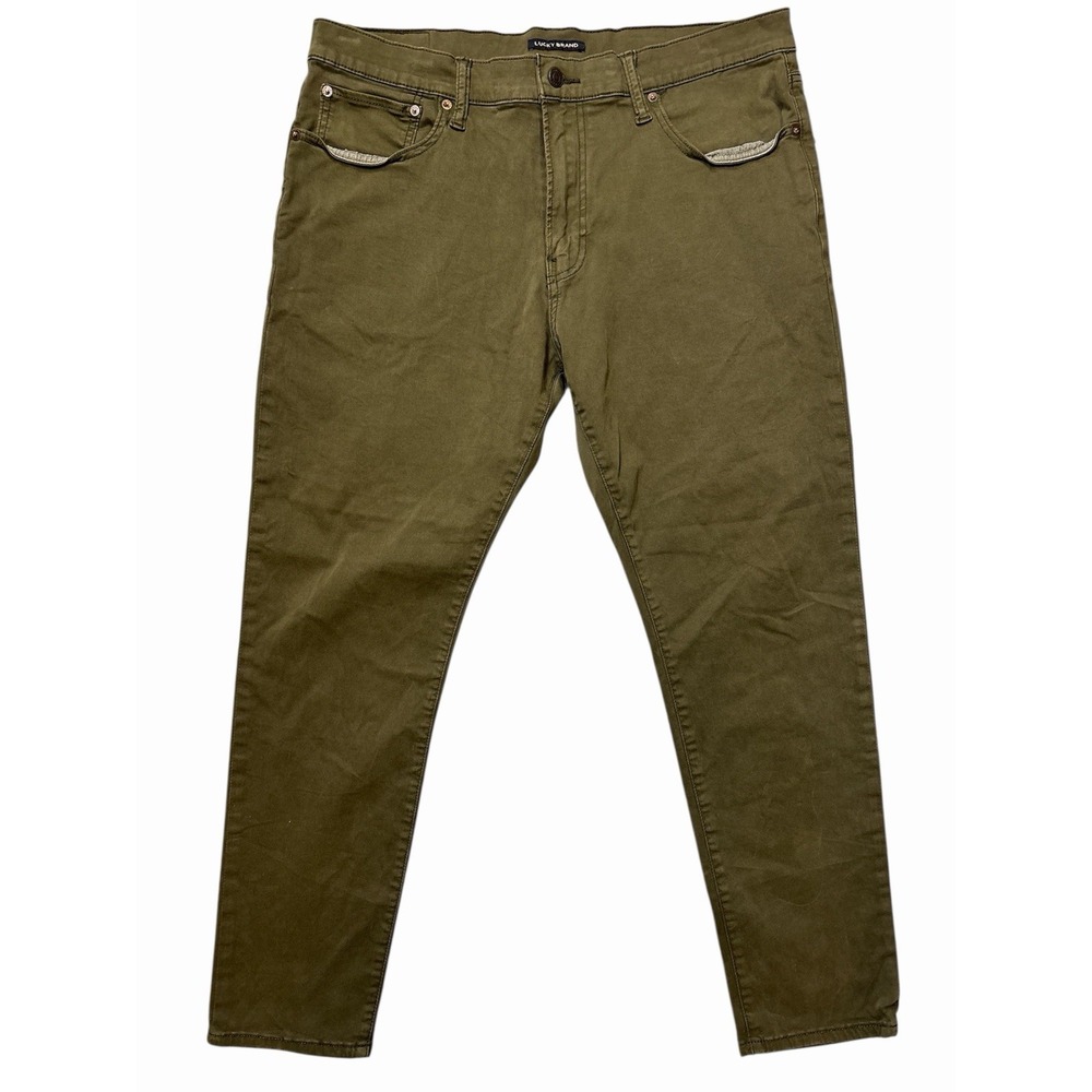 Lucky Brand 105 Slim Taper Jeans Mens 36x30 Dark Green Stretch Denim Pants (e9)